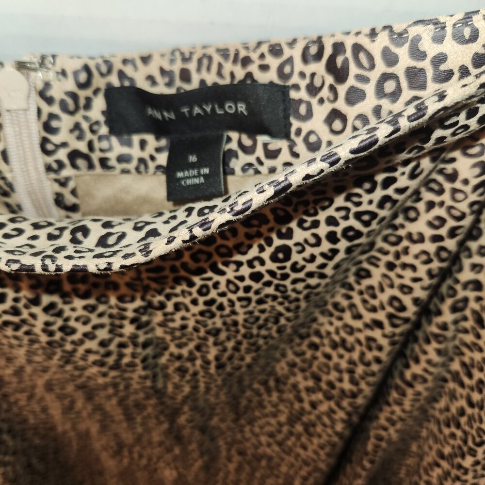 Animal Print Lightly Pleated Ann Taylor Midi Skirt - Picture 3 of 9